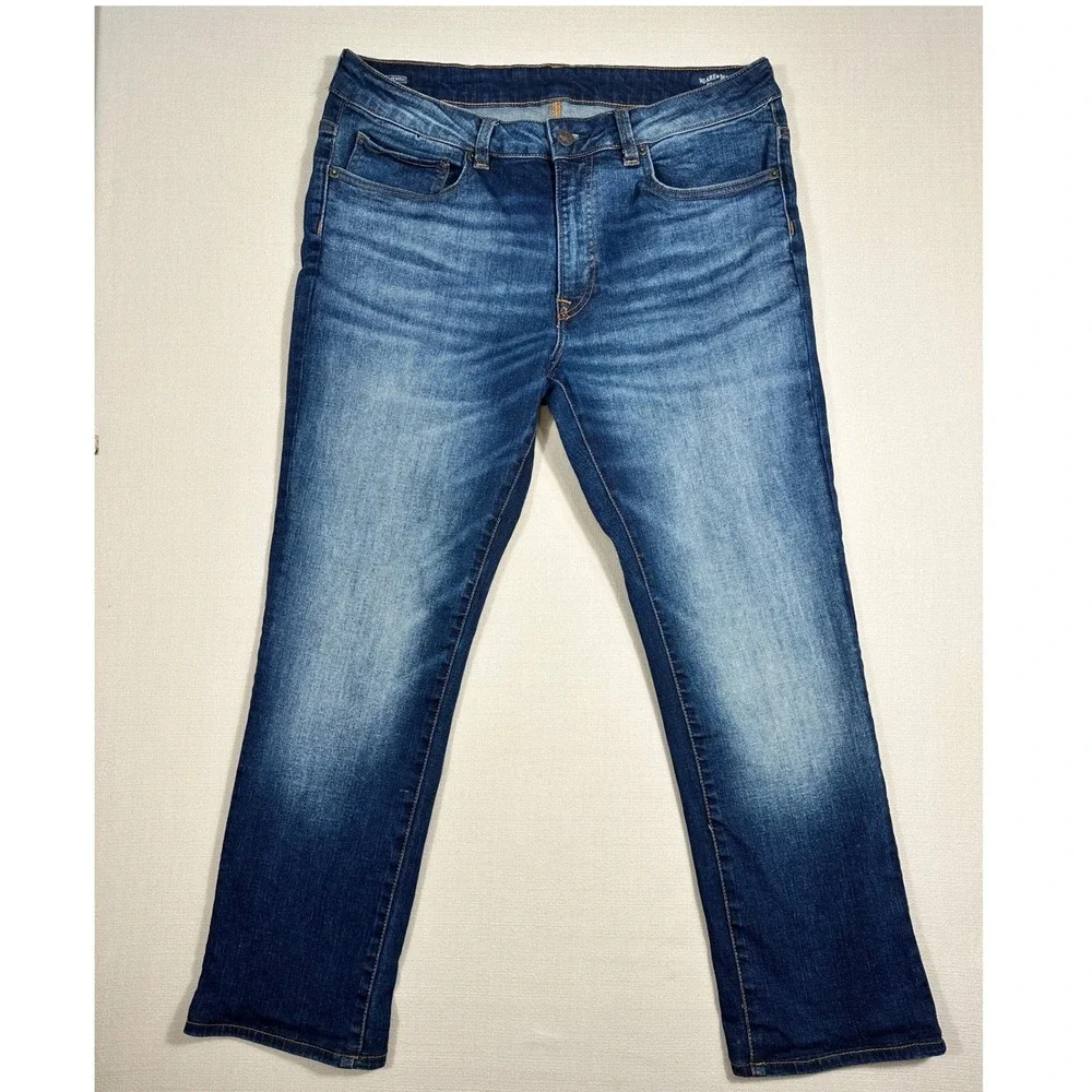Buffalo Slim Ash Jeans Mens 34x32 Blue Excellent Stretch Denim Medium Wash